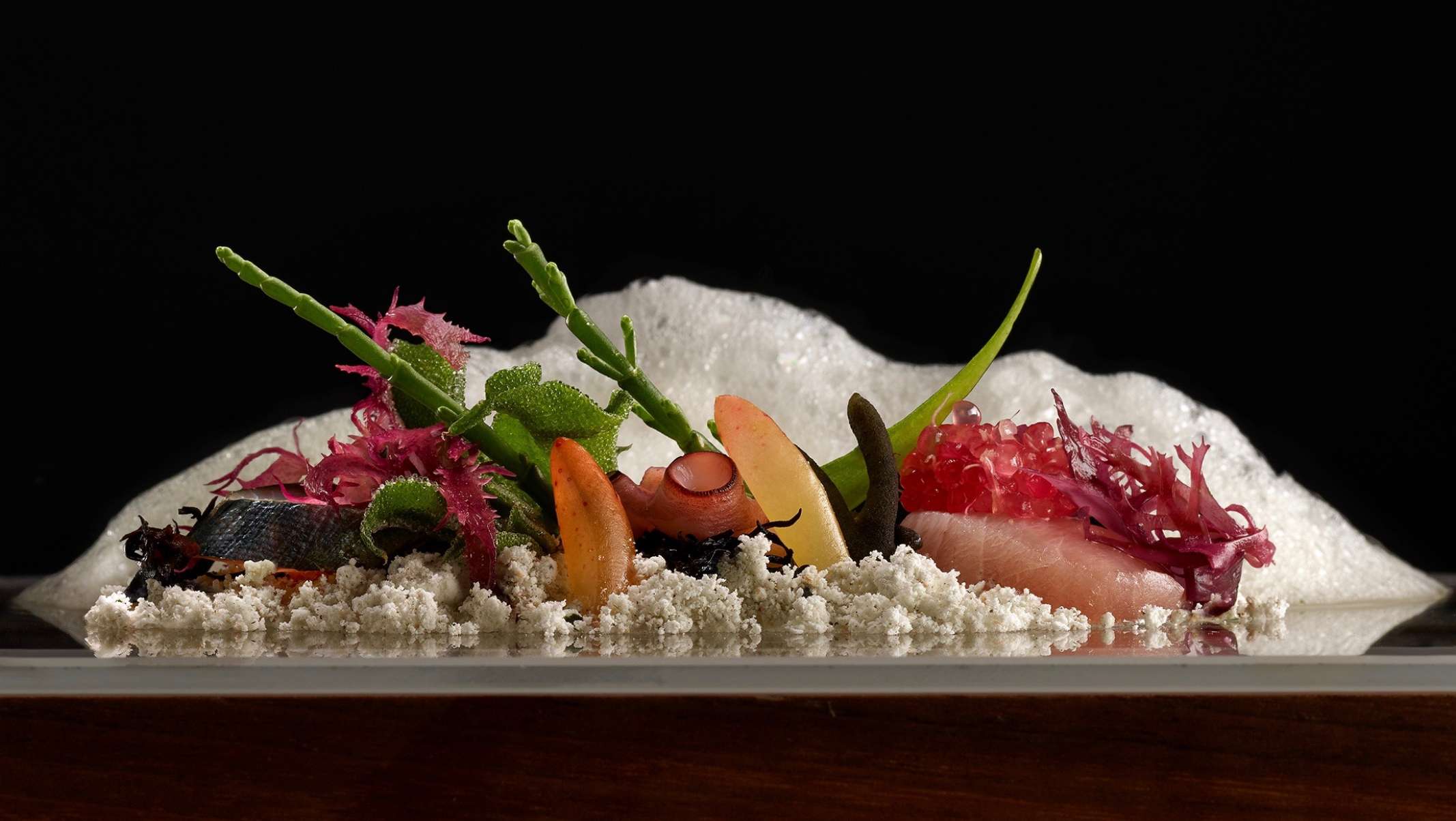 An artfully plated dessert, showcasing culinary innovation and precision.