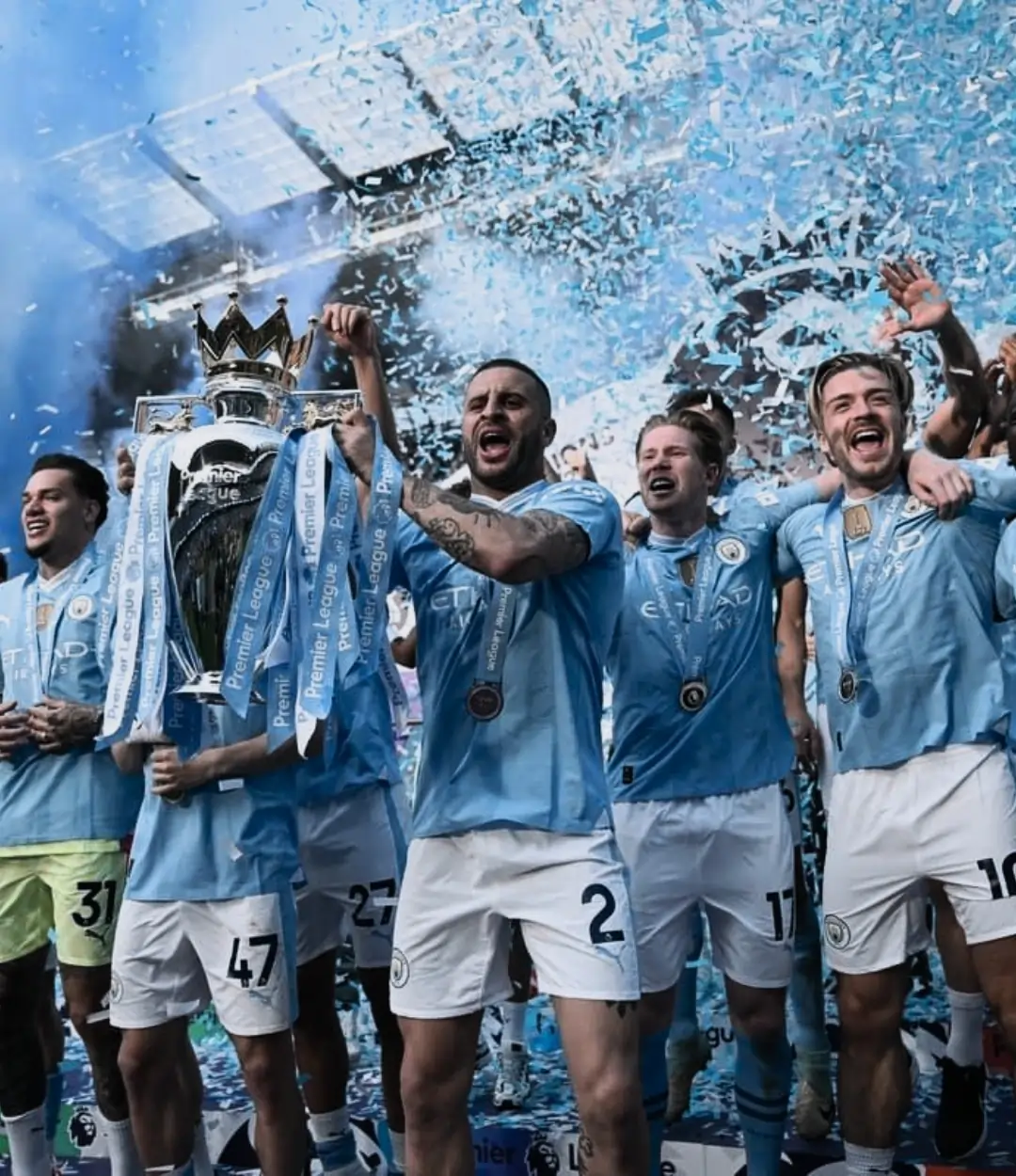 A packed football stadium during a Premier League match.