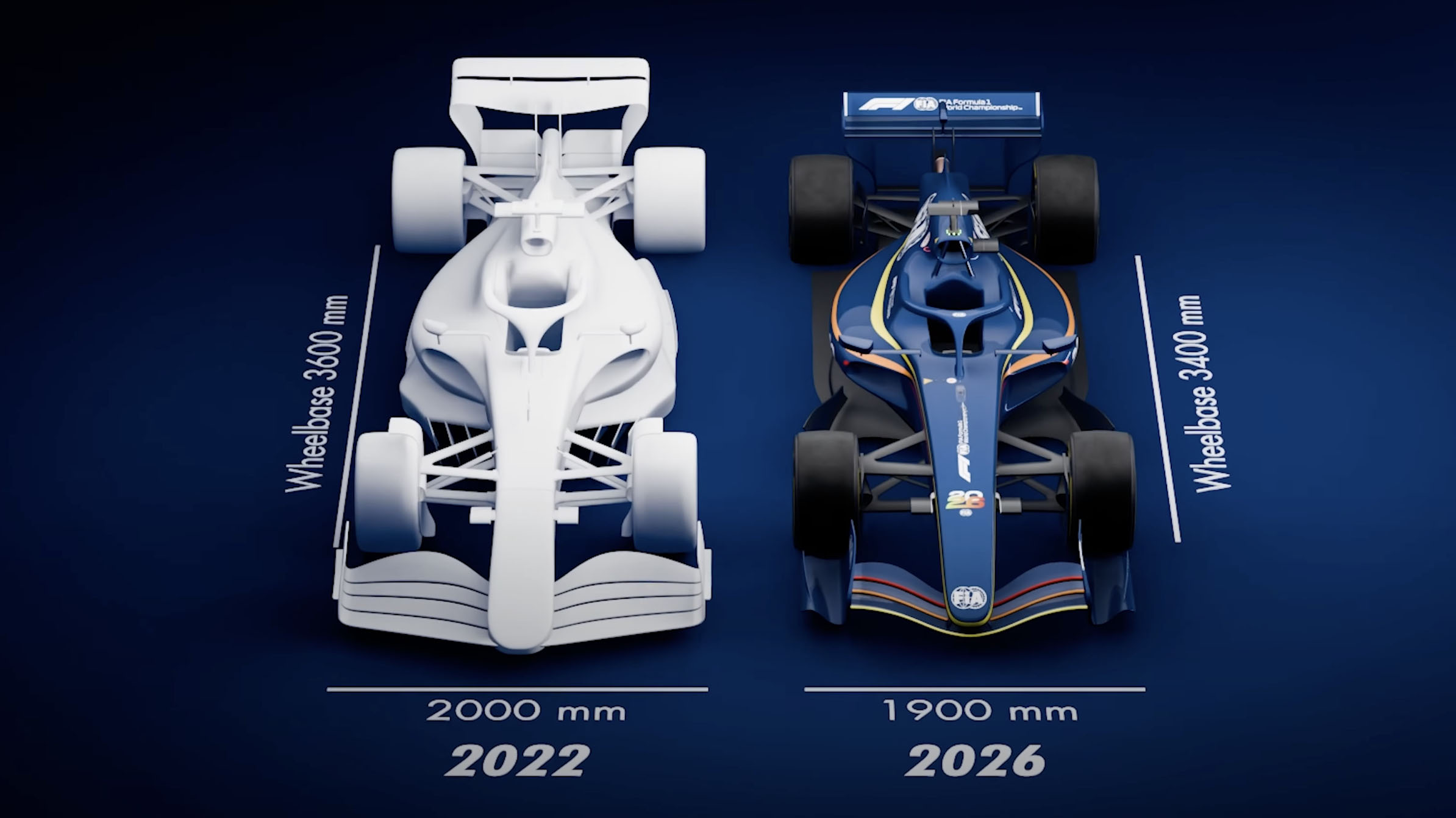 A sleek 2026 F1 concept car, emphasizing its new aerodynamic profile.