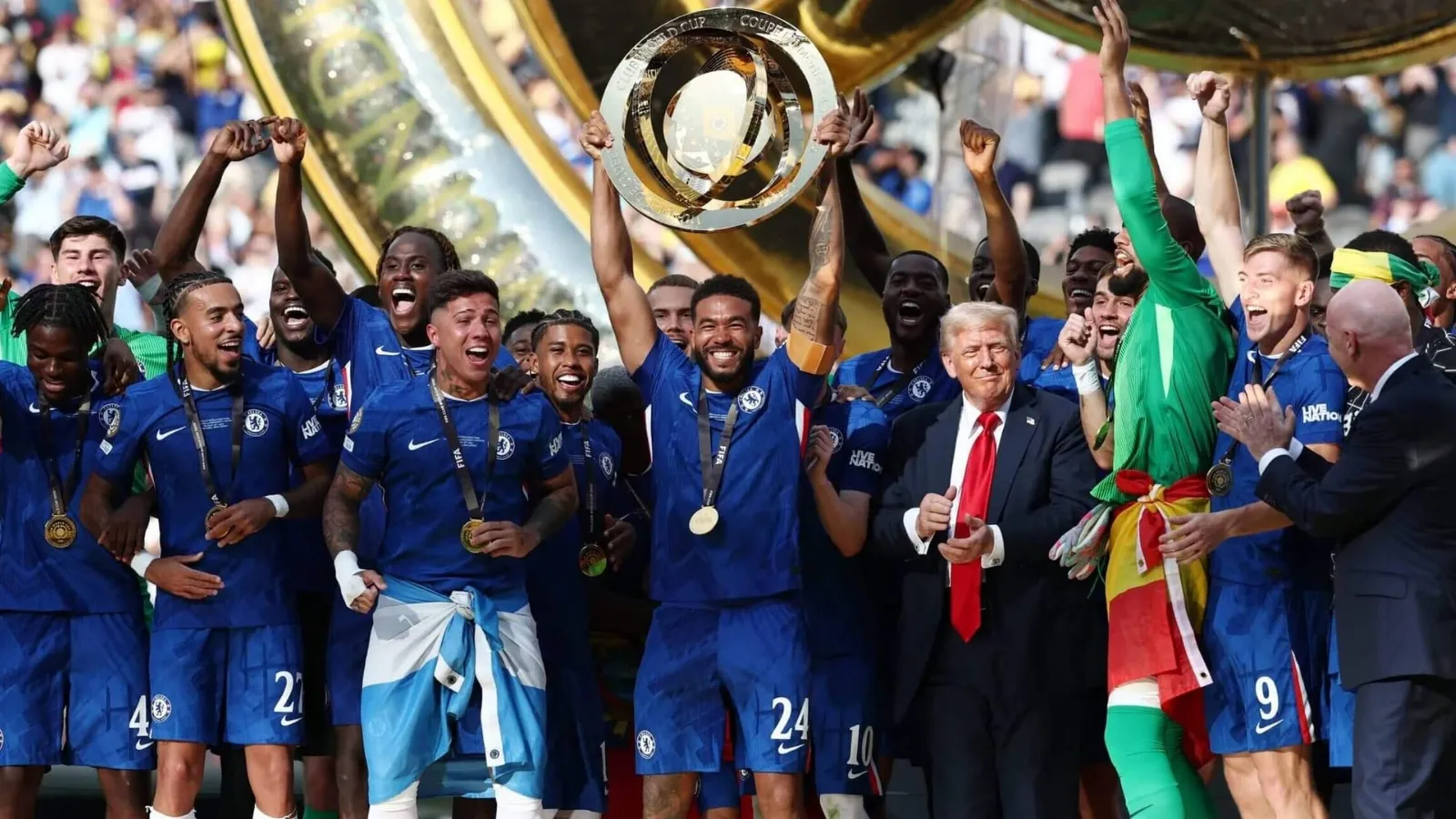 A montage of key moments and logos from the FIFA Club World Cup 2025 tournament.