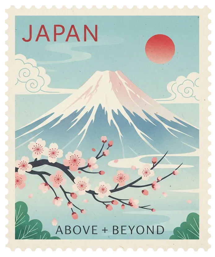 Japan travel stamp design