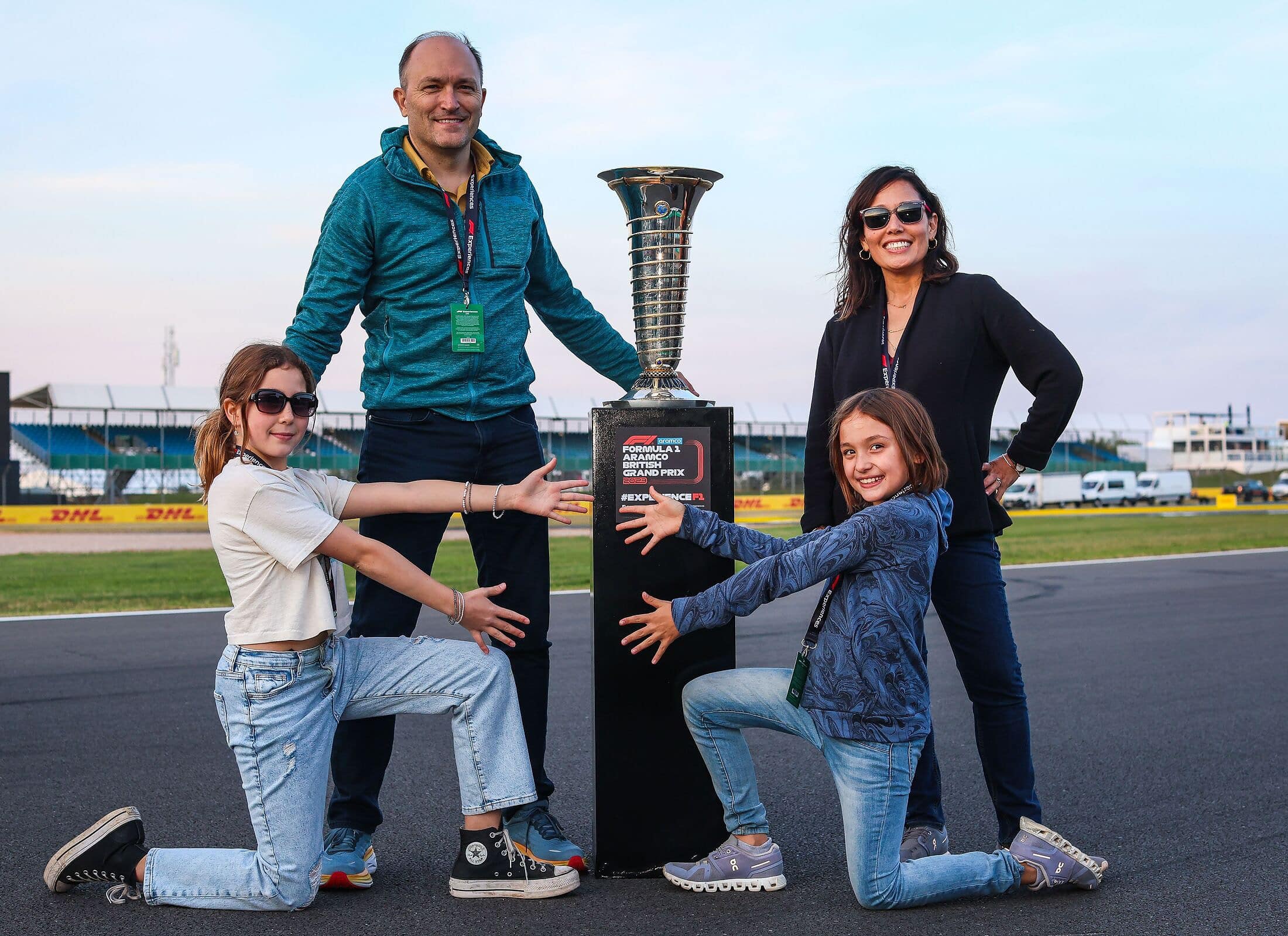 Guests enjoying a guided track tour, a key part of the F1 Experiences package at the Silverstone circuit for the 2026 Grand Prix.