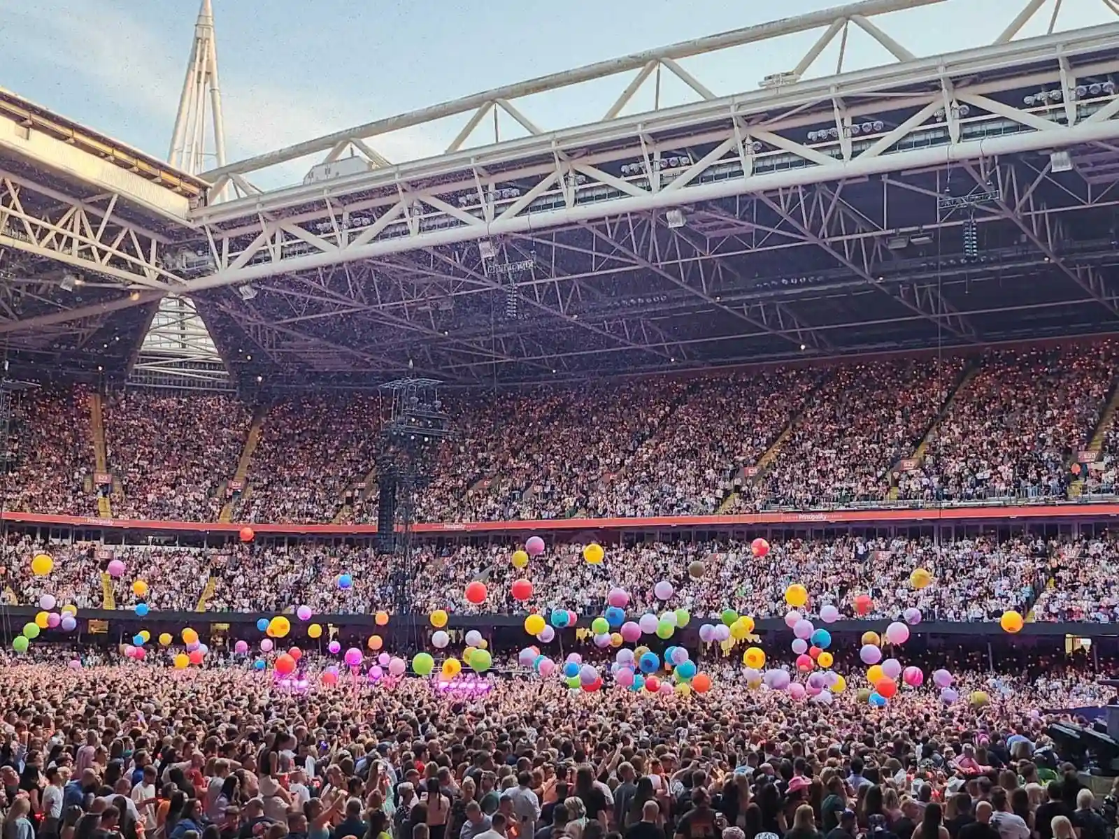 The iconic Principality Stadium in Cardiff with its roof closed for a concert