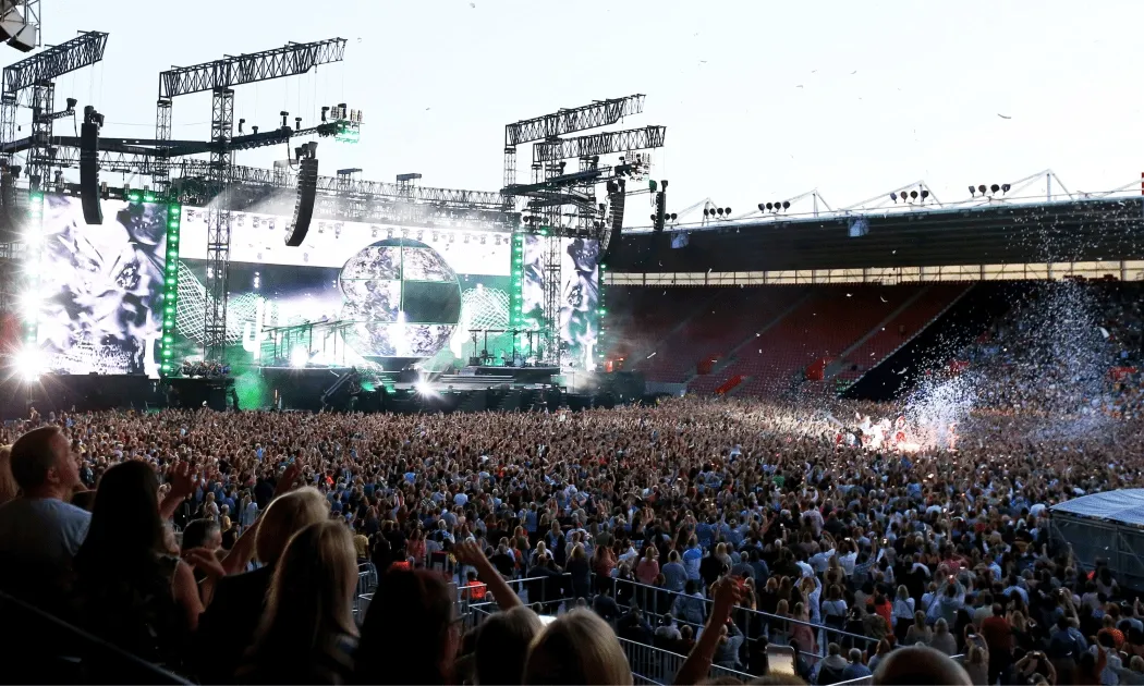 St Mary's Stadium in Southampton prepared for a major concert event
